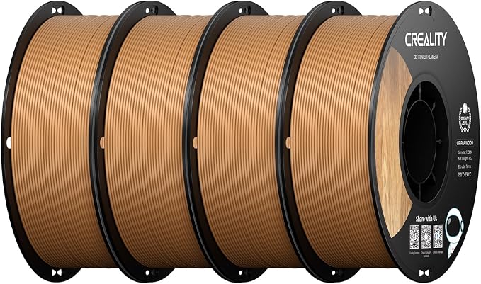 Creality Wood Filament PLA 4kg, 3D Printer Filament 1.75 mm, Smooth Silk Texture, Toughness, 1kg(2.2lbs)/Spool Printing Filament, for All Printers (Wood)