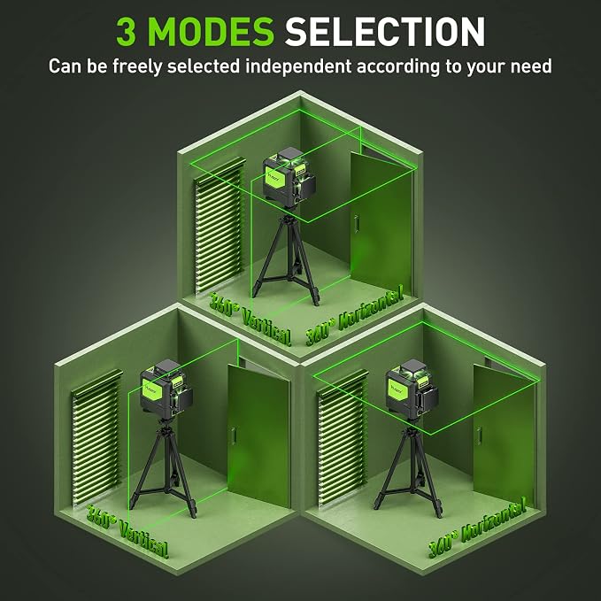 Huepar 902CG Cross Line Laser Level 2x360° Self-Leveling Laser Leveler, 2D Green Cross Line Lazer Level with Pulse Mode, Switchable Horizontal and Vertical, Magnetic Pivoting Base Included