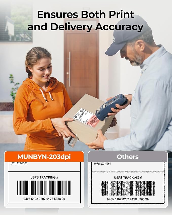 MUNBYN Bluetooth Thermal Label Printer, 130B Wireless 4x6 Shipping Label Printer for Shipping Packages Small Business Office or Home, Compatible with iPhone Android iPad Windows macOS Chrome