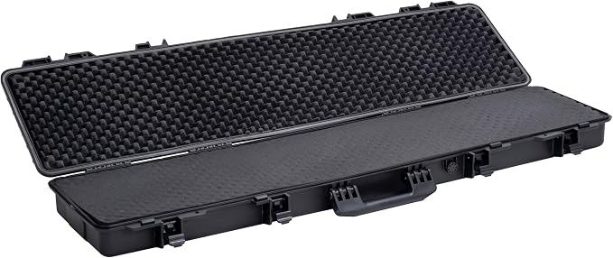 MEIJIA Portable Waterproof All Weather Hard Rifle Case,Soft Handle Grip,Customizable Fit Foam Inserted,without wheels,Black