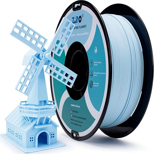 ZIRO 3D Printer Filament, Matte 1.75mm PLA Filament, Pastel Colors PLA Series, 3D Printing Material, Fit Most FDM Printers,1.75mm 1kg/2.2lbs Spool, Pastel Blue(Matte)
