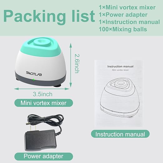 Mini Vortex Mixer 3500RPM, Touch Nail Polish Shaker Lash Glue Shaker, Lab Paint Shaker for Tattoo Ink Acrylic Paint Test Tubes, DC Brushless Motor, 3s Mix, Silicone Cap (Cyan)