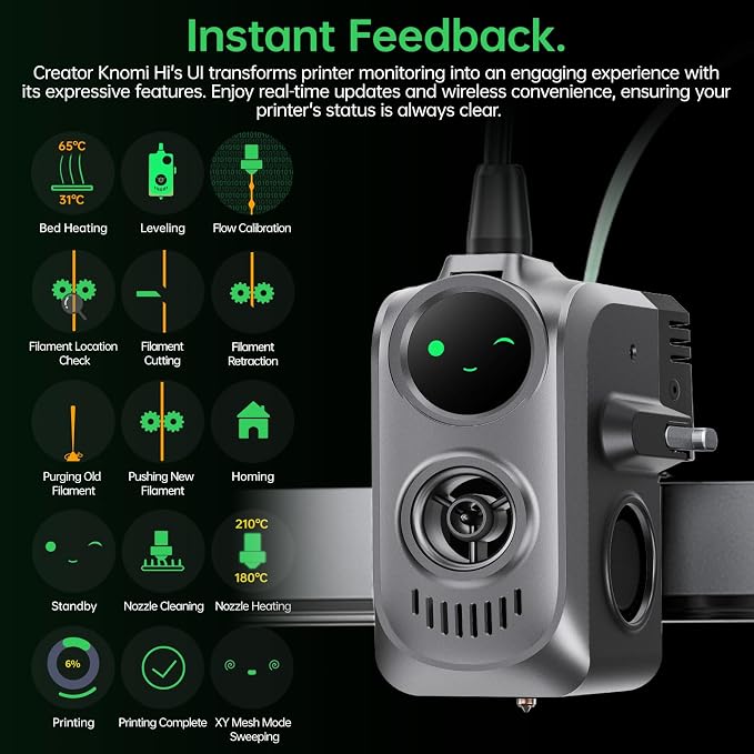 BIGTREETECH Creator KNOMI Hi Perfectly for Creality Hi Combo 3D Print Head, Plug and Play, Support Real-Time Print Monitoriing with Knomi UI, Customizable Colors and GIFS
