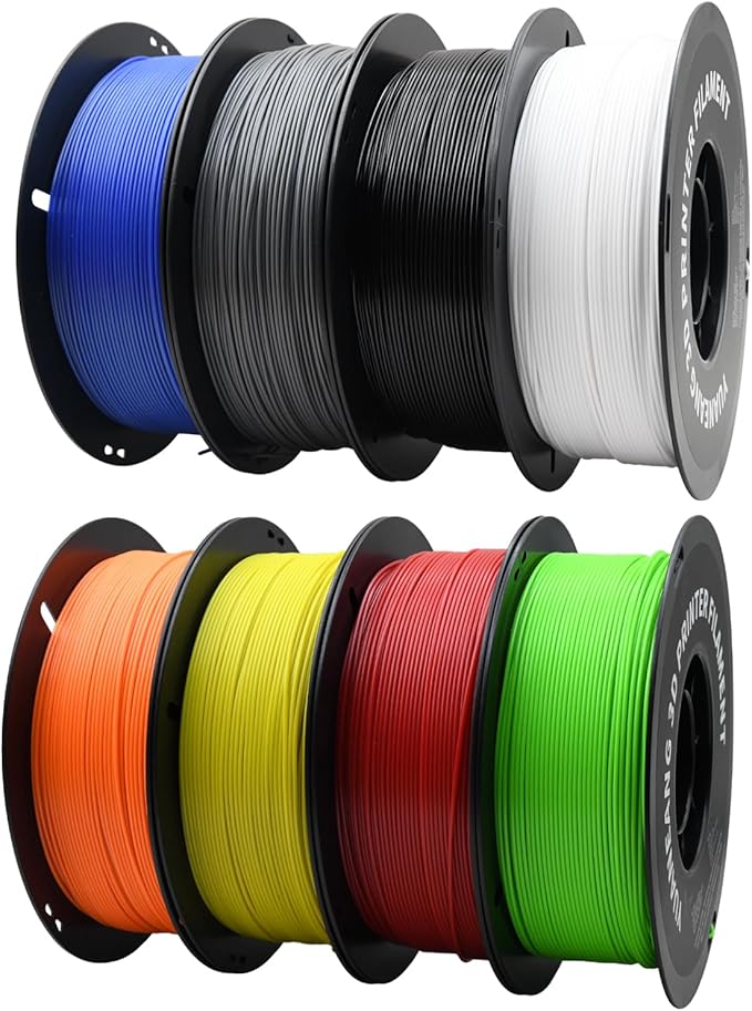 PETG 3D Printer Filament 1.75mm, 8-Color 8-Pack, Strong & Durable PETG Material, Heat-Resistant, Low-Warp & Easy Printing, Ideal for Functional Parts, Prototypes & Multi-Color Projects