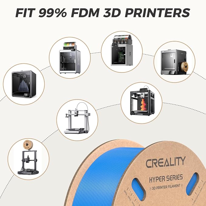 Official Creality Hyper PLA Filament 1.75mm, High Speed PLA 30-600mm/s 3D Printer Filament, Dimensional Accuracy +/-0.02mm, Fit Most FDM 3D Printers，1KG(2.2lbs) Spool Blue