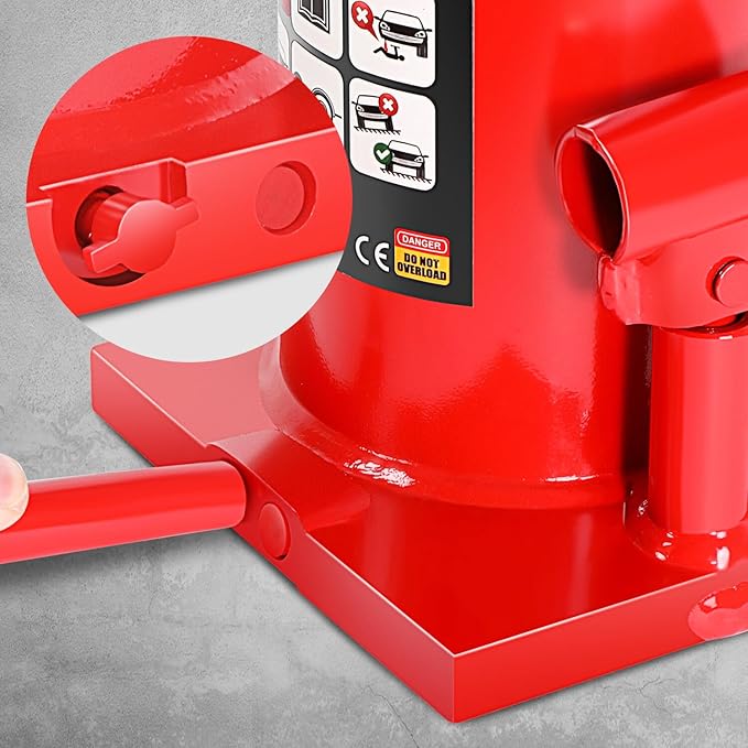 DNA Motoring 25 tons / 55115 lbs Lifting Automotive Welded Hydraulic Bottle Jack for Repair Vehicle, Pickup, Truck, w/Manual Handle, Red,TOOLS-00363