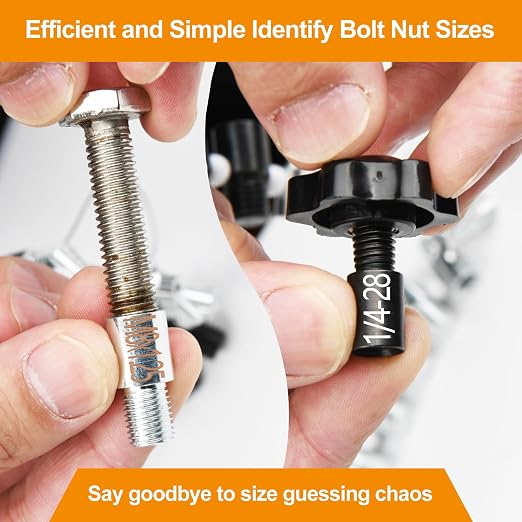 Nut and Bolt Thread Checker, Thread Checker Standard and Metric, Bolt Size and Thread Gauge, 28 Male/Female Identifier Gauges (15 Inch & 13 Metric)