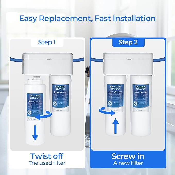 K-77687/K-77686/K-77688 Water Filter Replacement, 2 Pack | Compatible with Kohler K-29638, K-29639, Kohler Aquifer Dual Filtration System K-29651-NA, K-77686-NA, K-77687-NA, K-77688-NA
