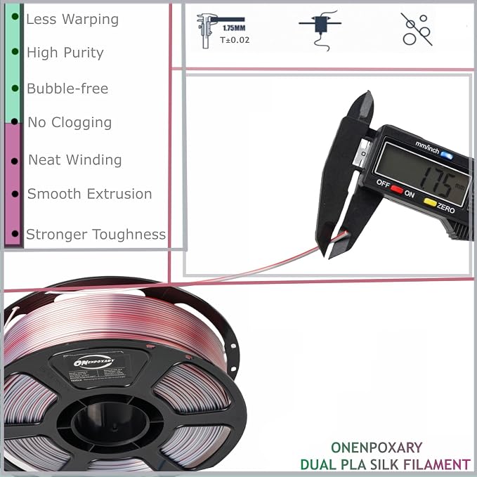 4KG Dual Color Silk Filament, Silk PLA 3D Printer Filament 1.75mm, 1KG Spool(2.2 lbs), 4 Pack, PLA Silk Dual Color,Shiny Rosegold+ RedSilver+Bluegreen+BlueSilver
