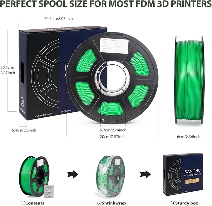 ASA Filament 1.75mm, UV/Heat Resistant/Weather Resistant ASA 3D Printer Filament, Perfect for Printing Outdoor Functional Parts, Green Filament 1kg(2.2lbs) Spool