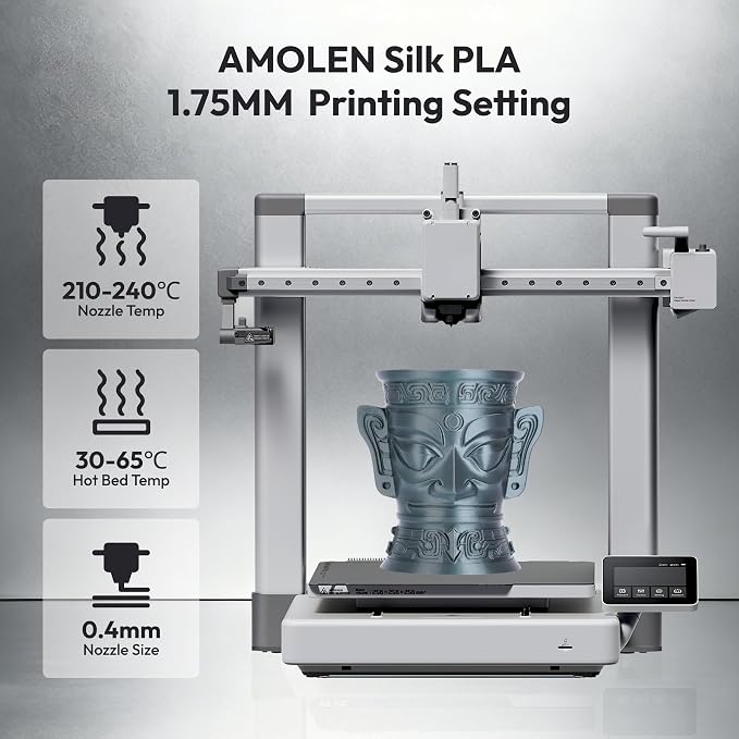 AMOLEN PLA 3D Printer Metal-Like Filament PLA Filament 1.75mm Filament Bundle,Green Bronze, Silver,Brass Bronze, Red Copper,3D Printing Filament Bundle, 200gX 4 Spools