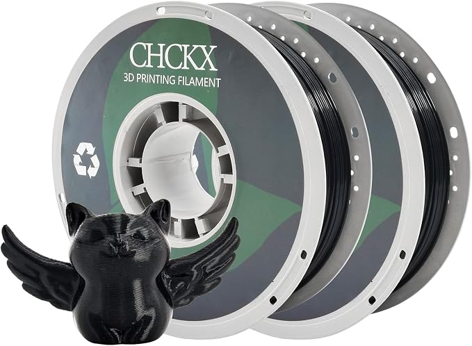PETG 3D Printer Filament Bundle, 2Rolls,Dimensional Accuracy +/- 0.03 mm, 1kg Spool(2.2lbs), 1.75 mm Fit for Most 3D Printers,Black+ Black