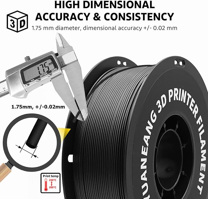 PETG-CF Carbon Fiber 3D Printer Filament 1.75mm, 1kg Spool, Reinforced PETG with Carbon Fiber, High Strength & Rigidity, Heat-Resistant, Low Warping, ±0.03mm Precision