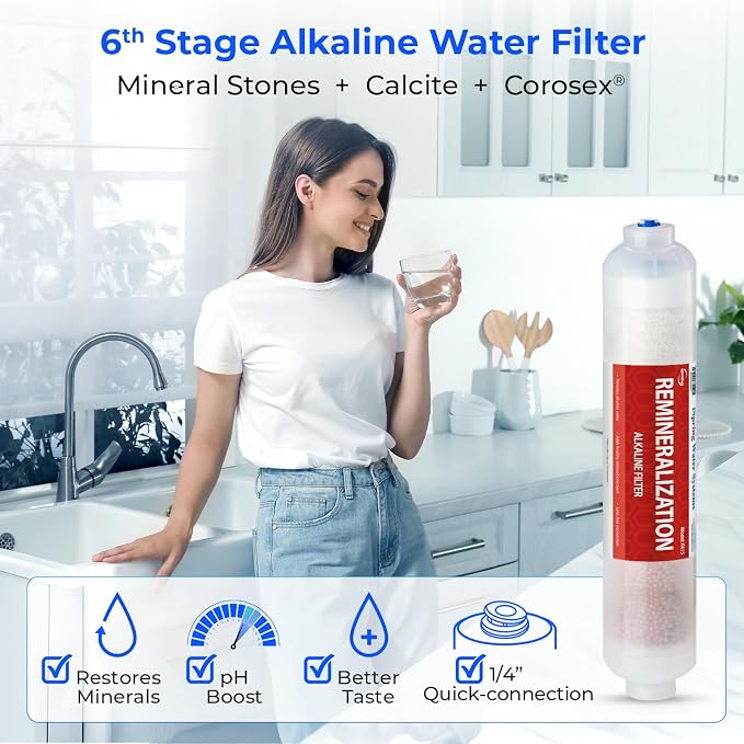 iSpring F21KU75 NSF Certified 2-Year Reverse Osmosis Water Filter Replacement Cartridge Set for 7-Stage 75 GPD RO Water Filtration Systems w/Alkaline Mineral & UV Filters, 21 Piece