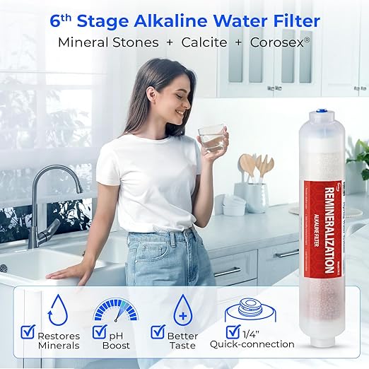 iSpring F9K NSF Certified 1-Year Reverse Osmosis Water Filter, Alkaline Remineralization Filters for 6-Stage RO Systems, Without RO Membrane | Cartridge Set for 6-Stage Alkaline Mineral Under Sink RO Systems. Without Membrane. Fits RCC7AK/RCC7PAK