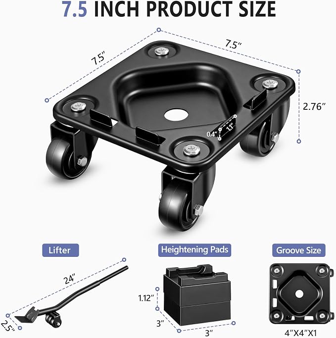 KEDSUM Furniture Dolly Groove Design, Heavy Duty Furniture Movers with Wheels, Carbon Steel Panel Heavy Duty Dolly, Furniture Lifter with 360° Rotatable Universal Wheels, Max. Load 2000LBS