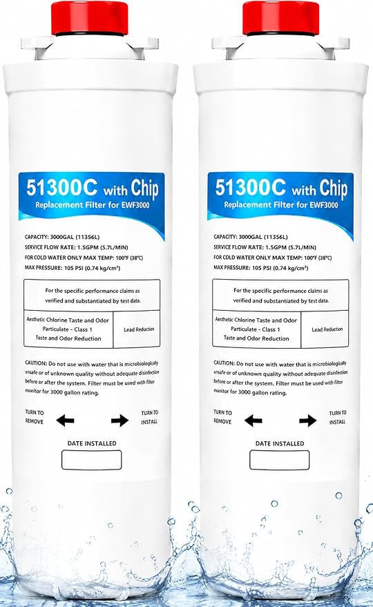 51300C Replacement Filter Compatible with Elkay 51300C EWF3000 (w/Chip - 2 Pack)