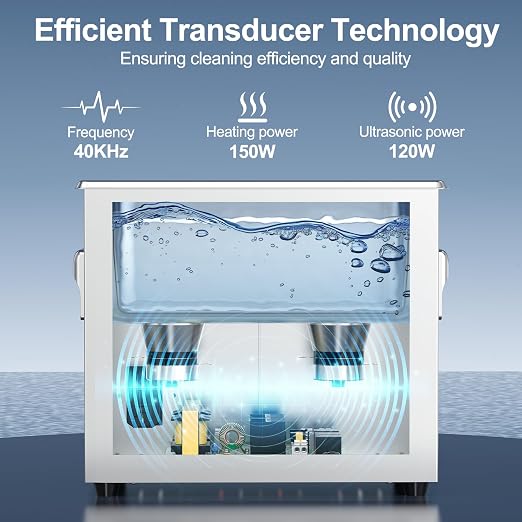 Granbo Ultrasonic Cleaner 3.2L 120W Jewelry Cleaning Ultrasonic Machine 40kHz with Heater Timer and Degassing, 110V Digital Ultrasonic Parts Cleaner for Denture Dental Oral Irrigator Parts Glasses