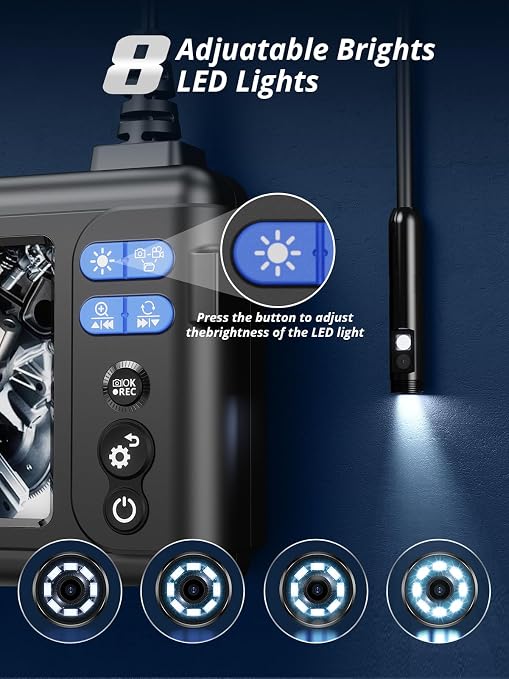 Acoath Borescope, Endoscope Camera with Light, Dual-Lens 1080P Industrial Inspection Camera, 5" IPS Screen, 32GB Card, IP67 Waterproof Sewer Tools - 9.8FT