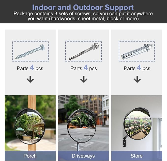 moveland 18 Inch Convex Security Mirror for Parking Assist, Adjustable Wide View Acrylic Convex Mirror for Garage, Blind Spot, Business, Office, Warehouse, Traffic (Support Indoor and Outdoor)