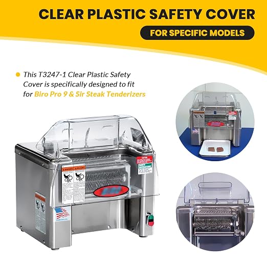 Clear Plastic Safety Cover for Biro Tenderizers Pro 9 & Sir Steak, Replace for T3247-1, TA3096M-2, Durable Transparent Plastic, Easy Installation