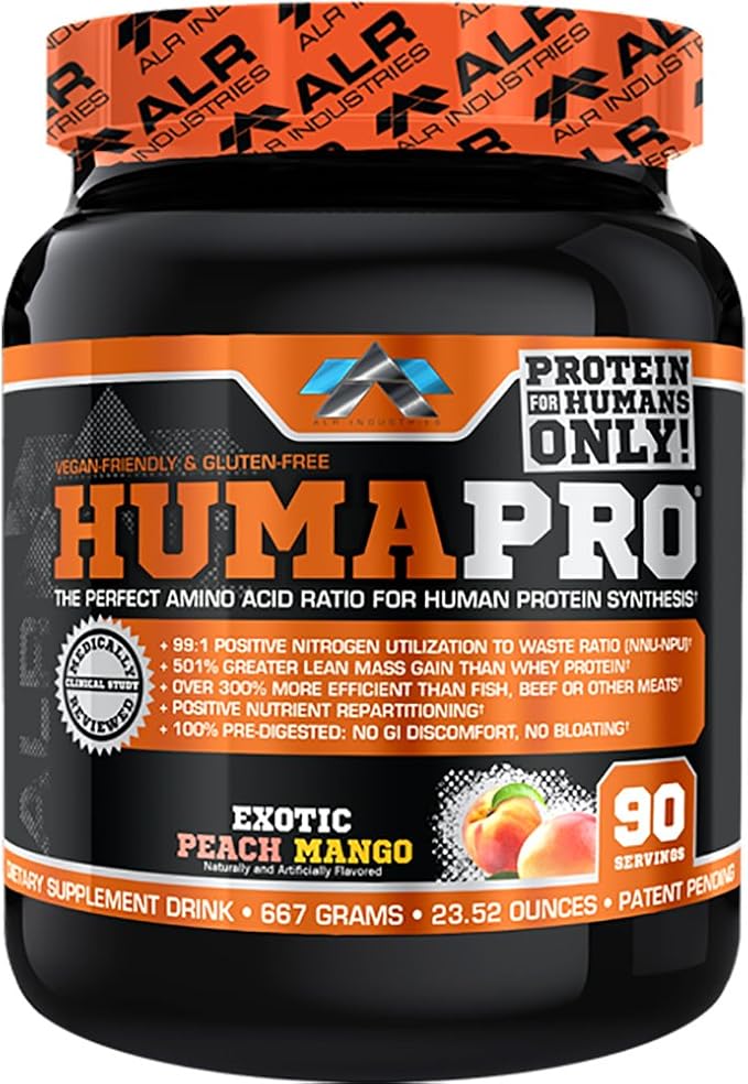 ALR Industries HumaPro Essential Amino Acid Formula | EAA Protein Supplement | Supports Muscle Recovery & Performance | Vegan, Gluten Free | | 90 Servings (Exotic Peach Mango)
