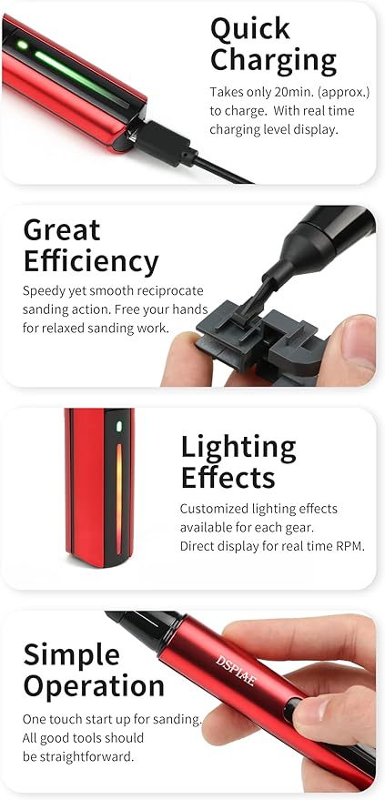 Electric Reciprocating Sander – Precision Multi-Speed Sanding Tool with Fine Sandpaper for Crafts, Miniatures, Jewelry, Woodworking, Resin Kits, Model Automotive Detailing, DIY & Hobbyists