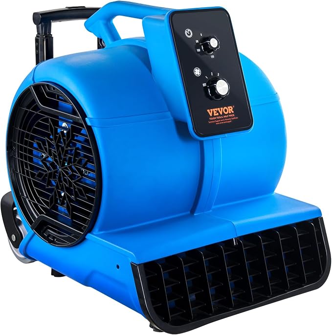 VEVOR Air Mover, 1 HP 4000 CFM Carpet Dryer for Cooling and Ventilating, Portable Floor Blower Fan with 3 Blowing Angles and Time Function, for Janitorial, Home, Commercial Use