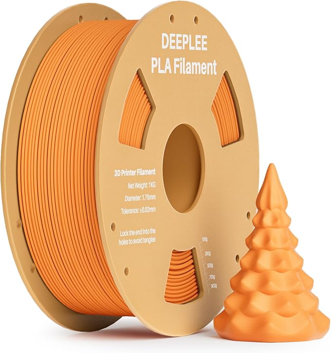 PLA 1.75mm 3D Printer Filament, Dimensional Accuracy +/- 0.02mm, Neatly Wound, No Clogging, Vacuum Package, Fits for Most FDM 3D Printers, Cardboard Spool 1kg Orange