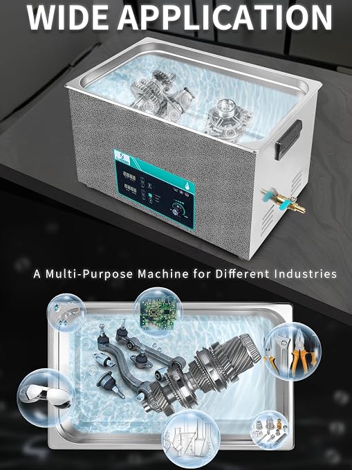 Ultrasonic Cleaner 30L, Sweep Function, 600W Power Adjustable Ultrasonic Parts Cleaner for Cleaning Metal Engine Parts, Carburetor, Fuel Injector, Gun, Oil Filter, Bike Chain, Gear, Eyewear