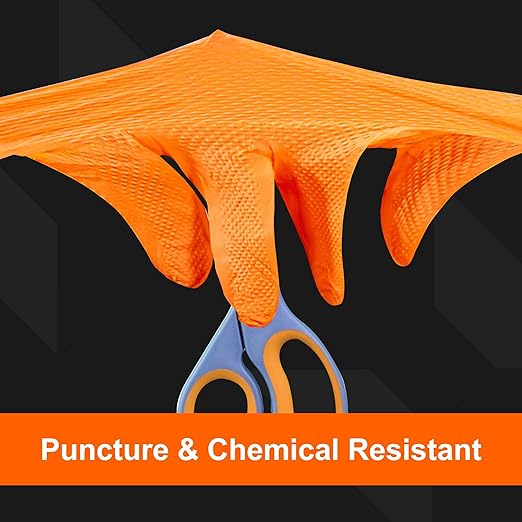 GLOVEWORKS 8 Mil Orange Nitrile Disposable Gloves Heavy Duty Industrial RDT for Mechanic and Automotive, XL Box of 100
