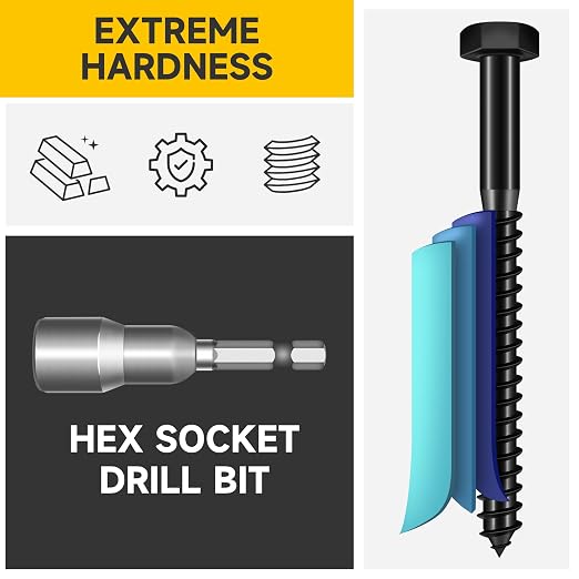 Mywish (50Sets) 3/8" x 3" Lag Bolts, 304 Stainless Steel 3/8 inch Lag Screws Bolts for Wood, Heavy Duty Hex Head with Flat Washers Bolt Kit, Black Oxided