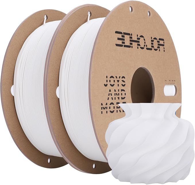 3DHoJor Matte PLA Filament 1.75mm, Upgrade Matte 3D Printer PLA Filament, 1KG*2 Bundle Cardboard Spool 3D Printing Filament for 3D Printers(Matte White 2Pack)