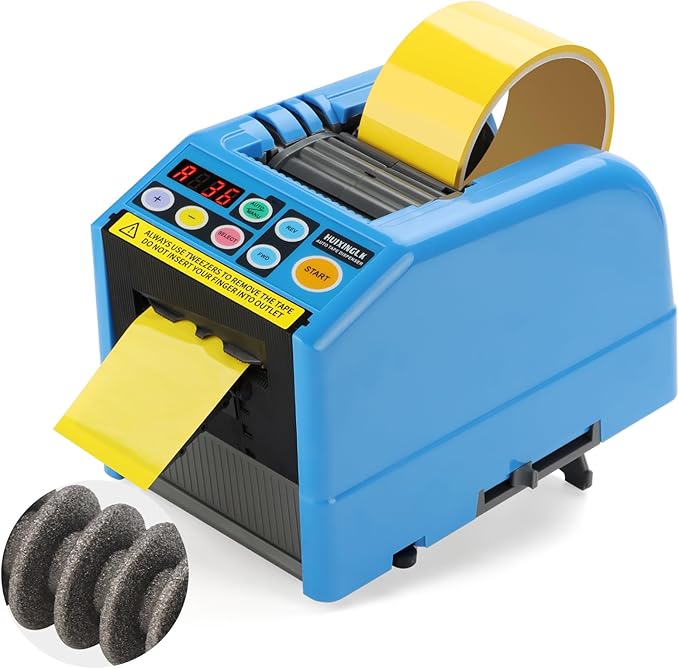 Upgraded Ceramic Roller Automatic Tape Dispenser, Dual Ribbon Cutting Machine, Adjustable 6-60mm Width 5-999mm Length, Electric Tape Cutter for Business, Shipping, Home & Daily Use