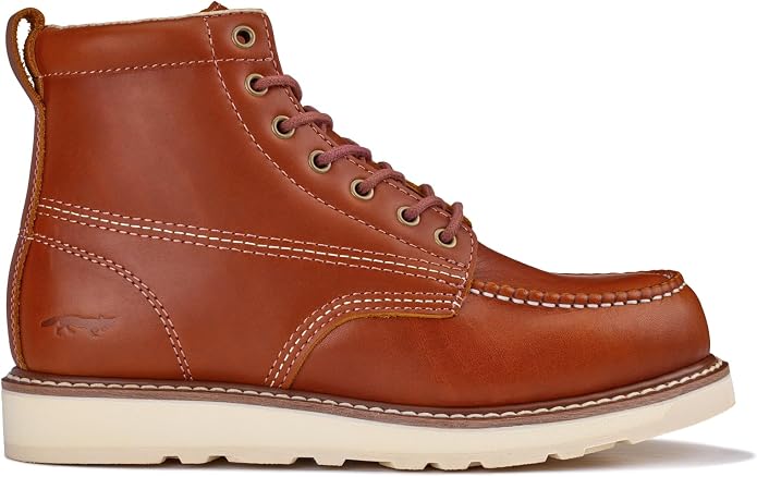 Golden Fox Work Boots 6" Men's Moc Toe Wedge Comfortable Boot for Construction