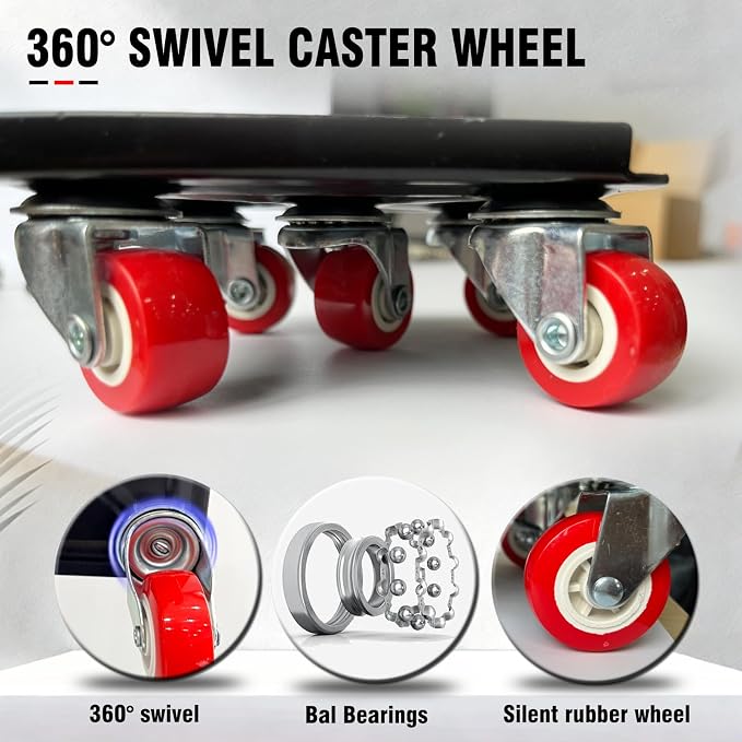 Furniture Dolly,4.1" Carbon Steel Panel Heavy Duty Dolly,with 5 360°Rotatable Rubber Universal Wheels,Non-Slip Sliders & Lifter,2000Lbs Load Capacity, Furniture Lifter for Sofa, Piano, Appliances