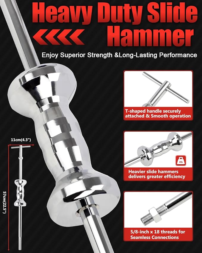 12-Way Slide Hammer Puller Set, Front Wheel Hub Remover & Rear Wheel Axle Removal Tool, Heavy Duty Bearing Puller Set with Carry Box