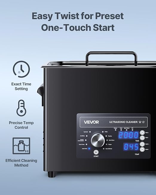 VEVOR 6L Ultrasonic Cleaner, Professional Ultrasonic Cleaner Machine with Knob Control, Stainless Steel Cleaning Machine with Basket and Cleaning Ball, for Watches, Razors, Jewelry, Coins and More