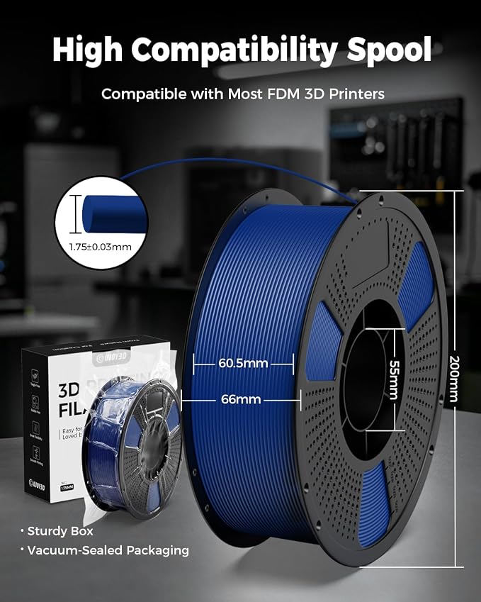 UJOY3D 10kg PETG 3D Printer Filament Bundle Multicolor, Rapid Strong PETG Filament 1.75mm, 1kg Spool, 10 Pack (Black+Jade White+Grey+Red+Cobalt Blue+Christmas Green+Orange+Yellow+Iris Purple+Pink)