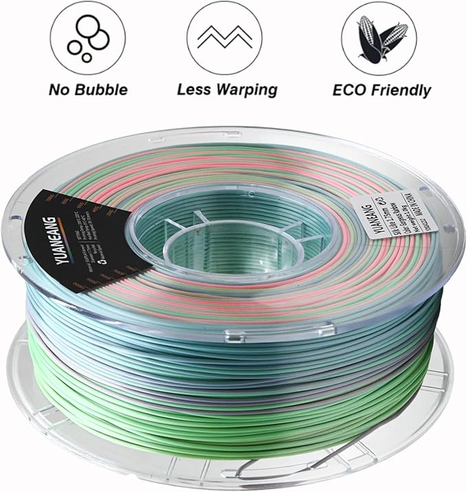 Vivid Rainbow PLA 3D Printer Filament 1.75mm, 1kg Spool, Multi-Color High-Saturation Gradient PLA, Smooth Color Transitions, ±0.03mm Precision, Easy Printing, Ideal for Artistic Models