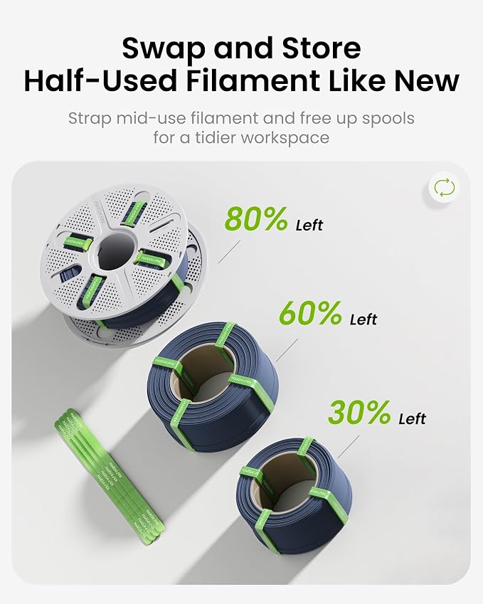 Matte Dark Green PLA Filament with Quick-Swap Reusable Spool 1kg (2.2lbs), 1.75mm 3D Printing Filament, Compatible with Bambu Lab 3D Printers