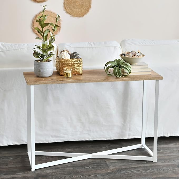 Household Essentials Coastal Oak & Iron Artisan Console Table