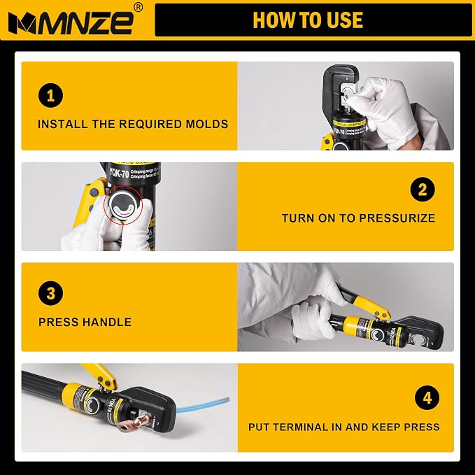 6 Ton Hydraulic Cable Lug Crimper Pliers 12 AWG to 2/0 AWG Hand Operated Hydraulic Crimping Tool Kit Wire Terminal Lug Battery Crimping Crimper with 9 Dies