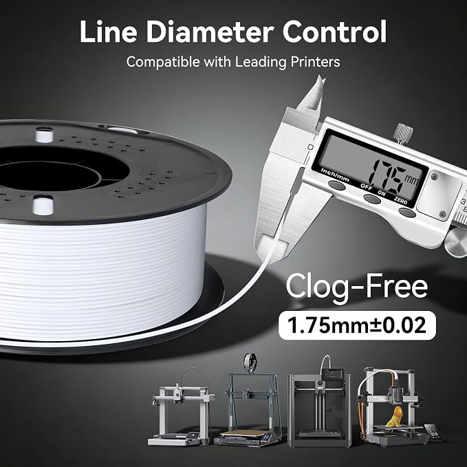 Kingroon PETG 3D Printer Filament, High Strength, Low Warping, Odorless, Dimensional Accuracy +/- 0.02 mm, 1kg Spool(2.2lbs), 1.75 mm, White