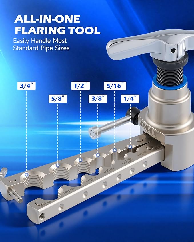 Orion Motor Tech Flaring Tool, Magnetic Height Limit 1/4"-3/4" Tube Flare Tool for 45° Eccentric Single Flares, Tubing Flare Tool Kit for Soft Copper Aluminum Steel Pipe
