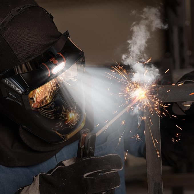YESWELDER Auto Darkening Welding Goggles Kit with Mask, LED Lighting, True Color 2 Arc Sensors Wide Shade 3/5-9/9-13 Welding Glasses Welding Helmet for TIG, MIG, ARC, CUT and Grind