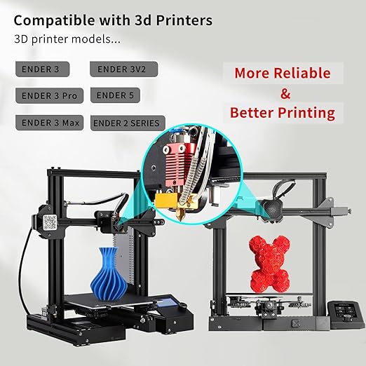 5Aplusreprap Ender 3 Hotend Upgrade: M3 Stud Thermistor,Fast Replaced, Compatible for Creality Ender 3 V2/Pro,CR-10 J-Head Hotend Replacement, Assembled Extruder 3D Printer Hot end Kit 24V 40W