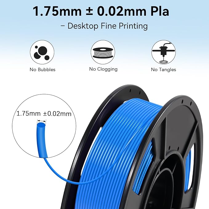 Dynta PLA 3D Printer Filament Bundle 250g, 1.75mm 6 Colors Total 1.5kg | Compatible with FLASHFORGE, Bambu, Creality, Black, White, Red, Green, Blue, Purple for Beginners, Individually Vacuum-Sealed