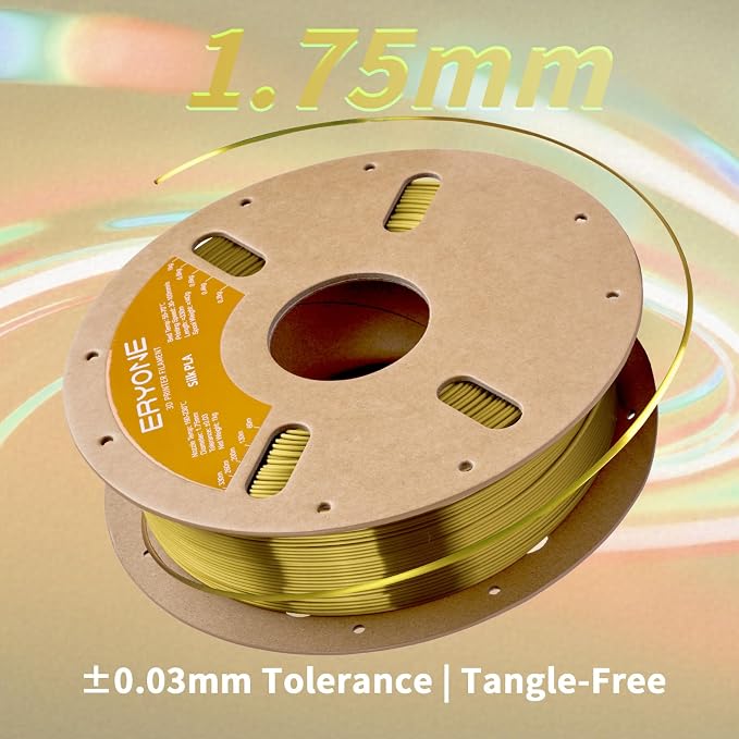 ERYONE Silk PLA Filament for 3D Printer 1.75mm +/- 0.03mm, Shiny Filament 1kg (2.1lbs)/Spool, Brass
