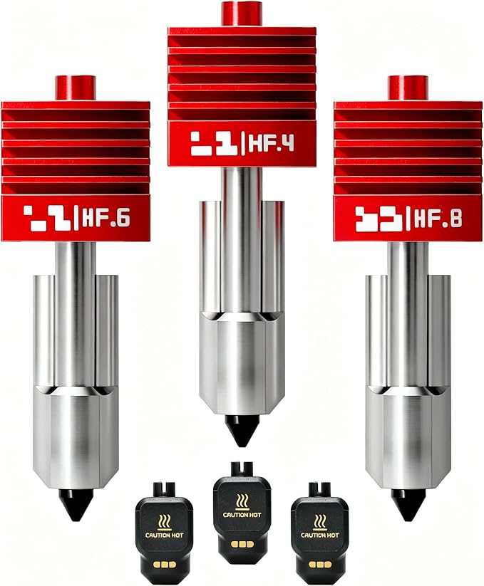 3Pcs High Flow P2S Hotend with MPVD Anti-Stick Hardened Steel Nozzle | Replacement for Bambu Lab P2S/X2D/A2L/H2D/H2S/H2C/A1/A1 Mini, Upgraded HF P2S Hotend for Reduced Clogging,Save 30% Print Time